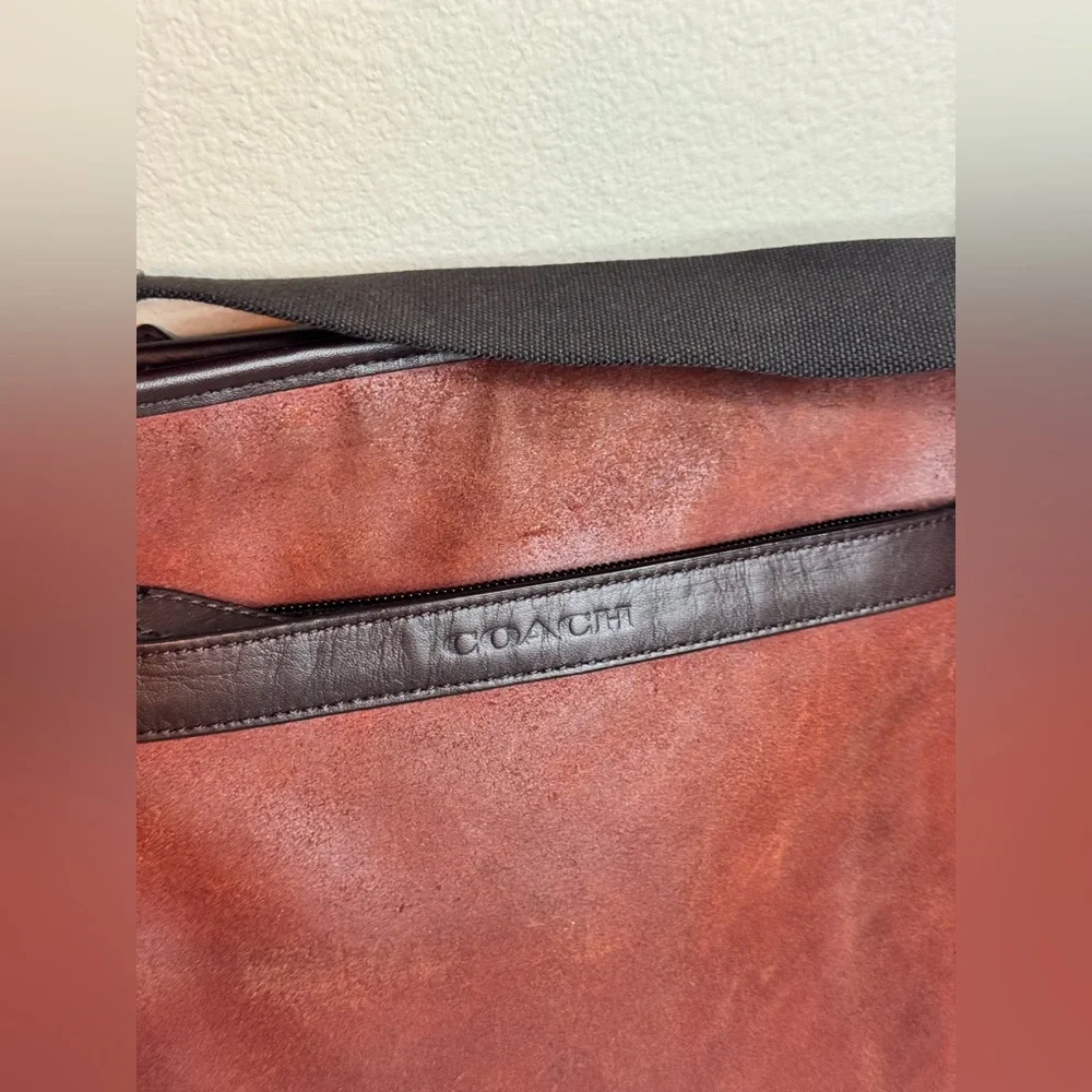 Coach Camden Leather Tech Crossbody Bag in Rust Brown